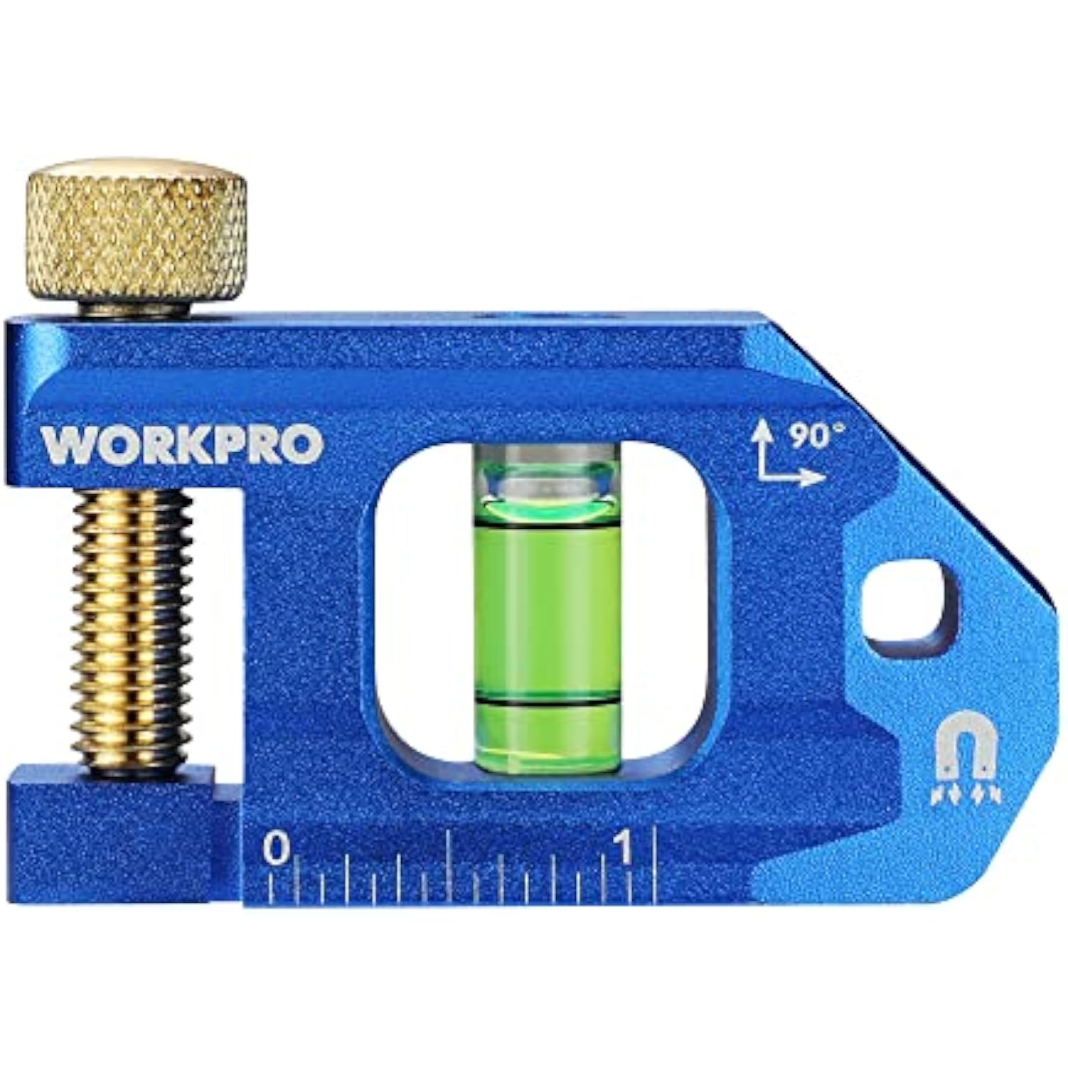 WORKPRO Conduit Bending Level, Small Torpedo Magnetic Level, Bubble Vial for 90° Measurement, Aluminum Alloy Construction, 2.5-inch, Cobalt Blue
