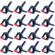 16-piece dark blue nylon spring clamps with red pads, neat set arrangement