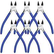 Pack of flush cutters with blue handles and black jaws, spring mechanism visible