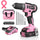 WORKPRO 20V Pink Cordless Drill Driver Set with Fast Charger and 11-inch Storage Bag Included - Pink Ribbon