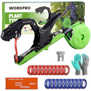 WORKPRO plant tying kit with tape gun, gloves, and rolls of red and blue tape