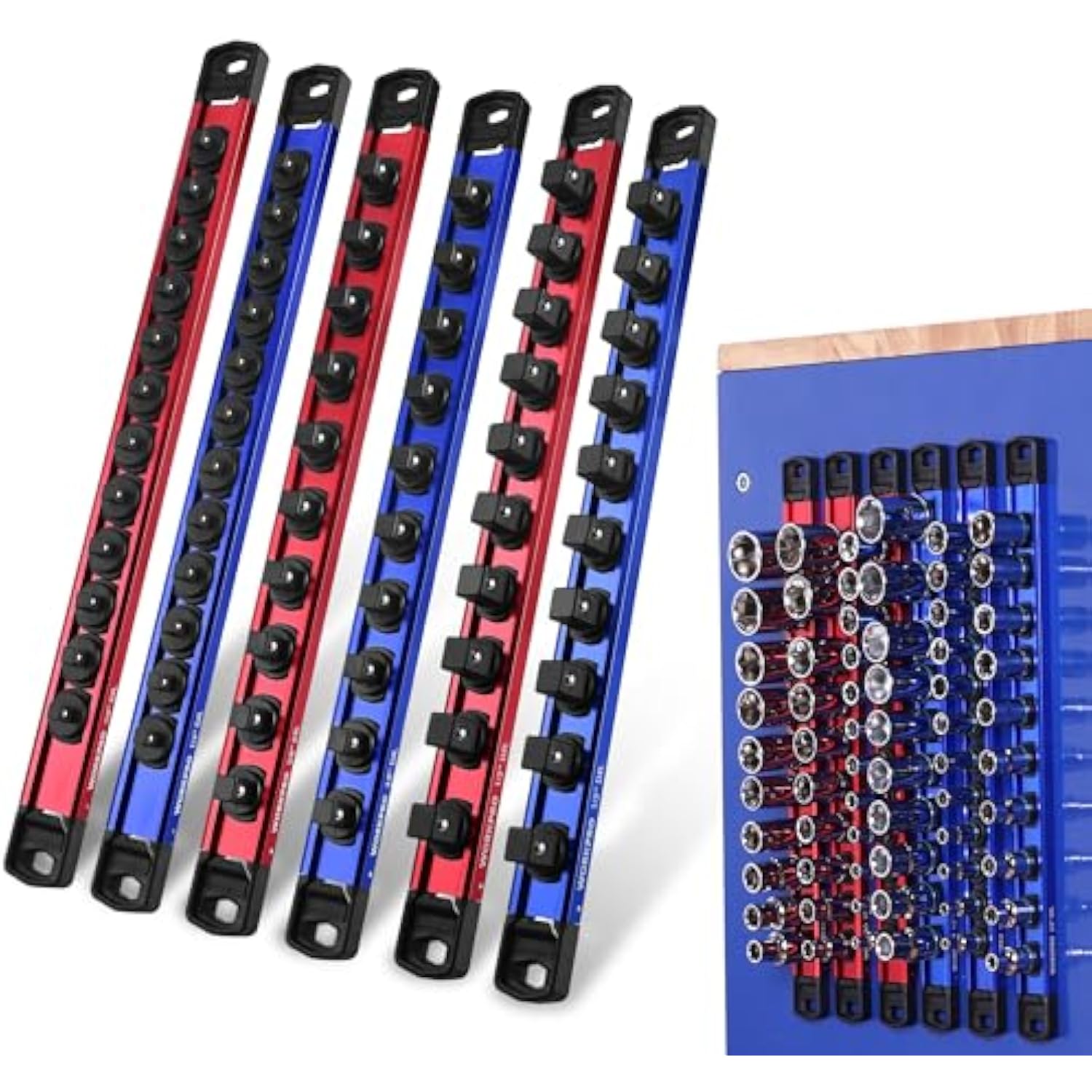 WORKPRO Magnetic Socket Organizer Set, 1/2