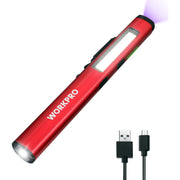 WORKPRO Rechargeable Pen Light innovation quality high-quality red aluminum alloy flashlight with secure rechargeable design