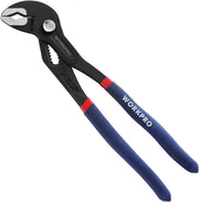 WORKPRO 10-inch groove joint pliers with V-jaw and CR-V steel jaws
