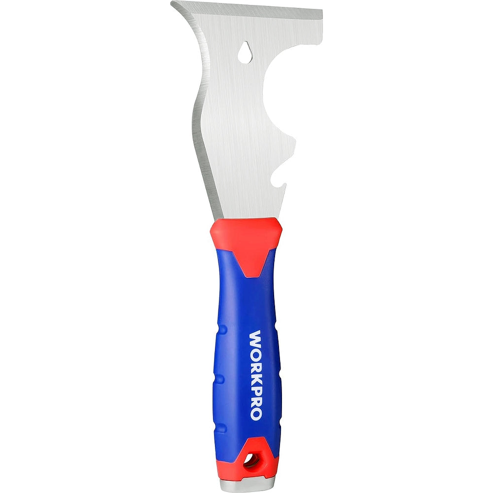 WORKPRO paint scraper tool with stainless scraper head and blue/red ergonomic handle