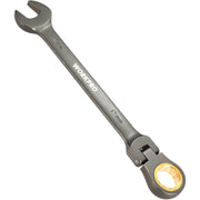 17 mm flex-head ratcheting combination wrench with nickel-plated 12-point box and open end