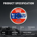 WORKPRO 6-1/2 Inch Woodworking Circular Saw Blade, 60T Fine Finish Plywood & Trim Cutting, Thin Kerf, Carbide Tipped, ATB Tooth, 1-Pack