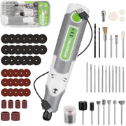 Rotary tool kit with 71pcs accessories, white and gray tool, bits, and storage case