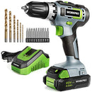 WORKPRO 20V Variable Speed Cordless Drill/Driver Kit 3/8”, 18+2 Torque Setting 2.0 Ah Li-ion Battery and 1 Hour Fast Charger