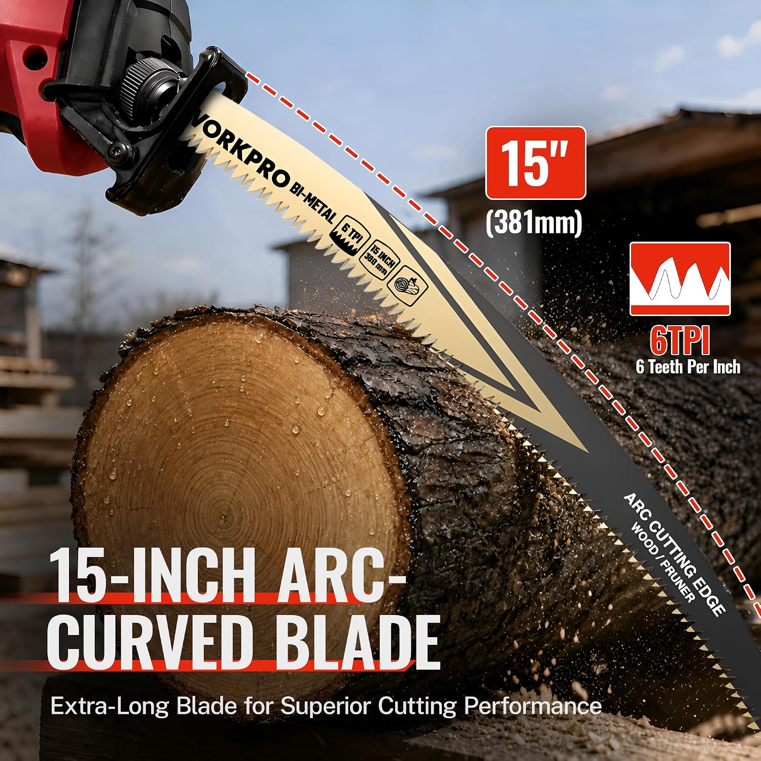 WORKPRO 15-Inch Arc Edge Bi-Metal Reciprocating Saw Blades, 3-Pack