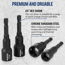 WORKPRO 6 PCS Magnetic Nut Driver Set, 1/4" Hex Shank, Drill Socket Set, Impact Driver Bit Set, 1/4” to 9/16”, Chrome Vanadium Steel, SAE