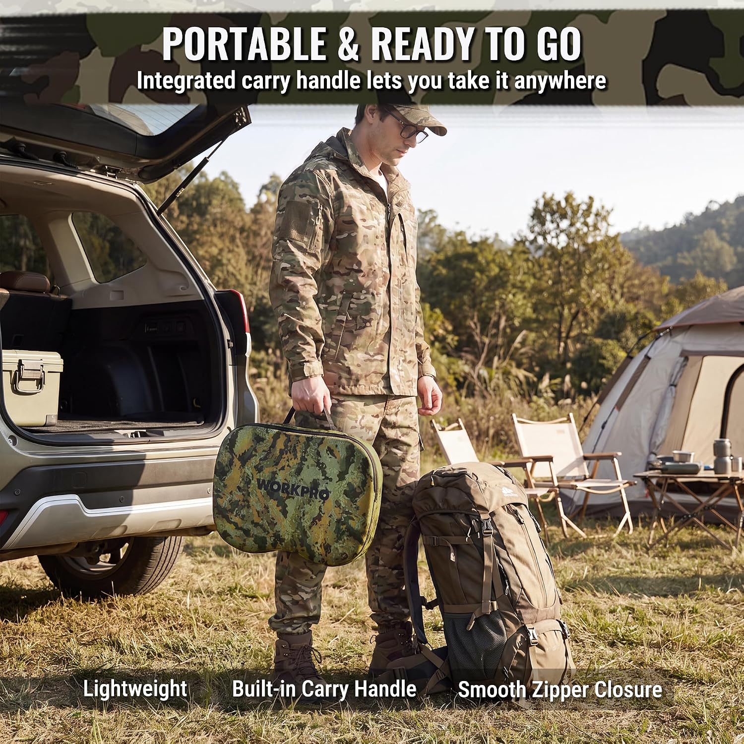 WORKPRO Hunting Seat Cushion camo with innovation, quality, durable foam and built-in carry handle