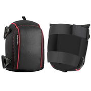 WORKPRO foam-padded garden knee pads with wide adjustable straps, black with red trim