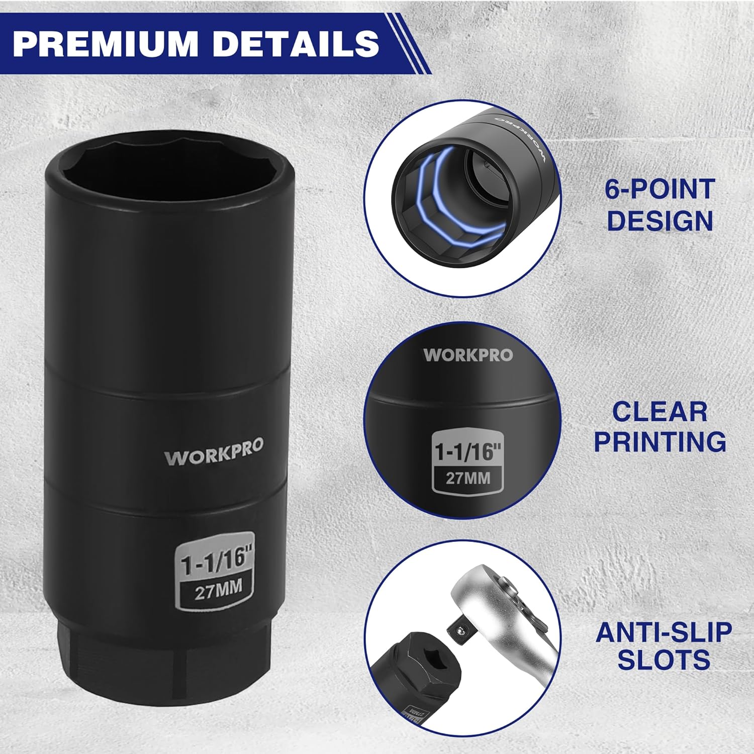Black oil pressure switch socket with stamped 1-1/16 in measurement and anti-slip slots