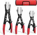 WORKPRO 3-Piece Ratcheting Hose Pinch Off Pliers Set, 8", 10", 12" Pliers | Locking Hose Clamp Pliers with Storage Bag, Ergonomic Grip - for Radiator, Coolant, Automotive, Fuel Lines
