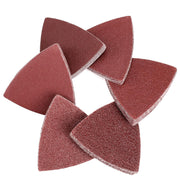 Triangle sanding pads set with hook-and-loop backing, burgundy abrasive triangles
