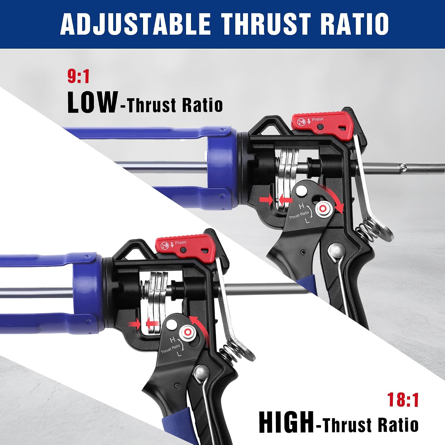 WORKPRO 29 oz Caulking Gun, Caulk Gun with Adjustable 9:1&18:1 Thrust Ratio