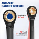 WORKPRO 3-Piece 4-in-1 Reversible Ratcheting Wrench Set, 12 Sizes in 3 Wrenches (8MM to 19MM), Metric, Anti-Slip, Double Box End, 72-Tooth, CR-V, 6-Point, with Storage Bag - for Repair & Maintenance