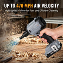 WORKPROX Compressed Air Duster 20V Max, 4-Speed Brushless Air Blower, Black | Powerful Electric Air Duster Rechargeable with 3 Nozzles and LED for PC, Keyboards, Car, Mattress Inflating, Home and Outdoor