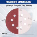 WORKPRO 150-Piece 180 Grit Sanding Discs - 5-Inch 8-Hole Hook and Loop Sandpaper for Random Orbital Sander (Not for Oscillating Tools or Mouse Sander)
