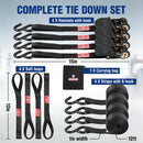 WORKPRO Ratchet Straps, 4-Pack | 1" x 15' | 1650 lbs Break Strength Heavy Duty Ratchet Tie Down Straps with 4PC Soft Loops, Fits for Moving Appliances Motorcycle ATV Truck (Black)