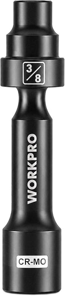 WORKPRO 1/2" Drive Driveline Socket | 12-Point SAE 3/8" Swivel Socket, CR-MO Steel Driveline Limited Clearance Socket Set for Automotive and Mechanical Use