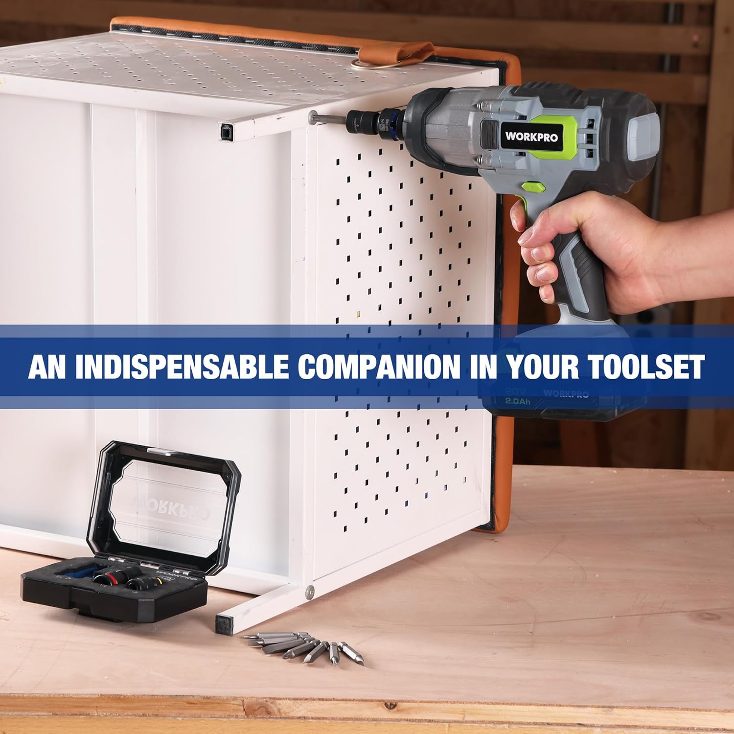 Open case with quick-release hex impact bit adapters and included bits
