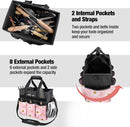 WORKPRO Garden Tool Bag Organizer, Heavy Duty Gardening Tote Bag with 10 Pockets and Long Adjustable Shoulder Strap, Standable Garden Home Tool Kits Organizer, Floral Pink - Pink Ribbon