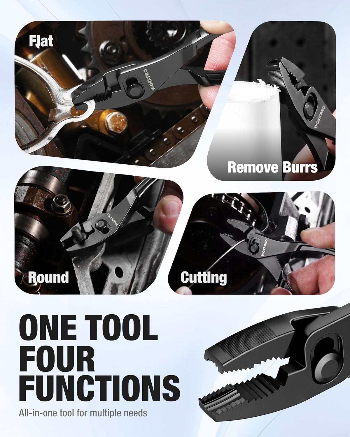 Compact multi-function slip-joint and water-pump pliers with serrated jaws