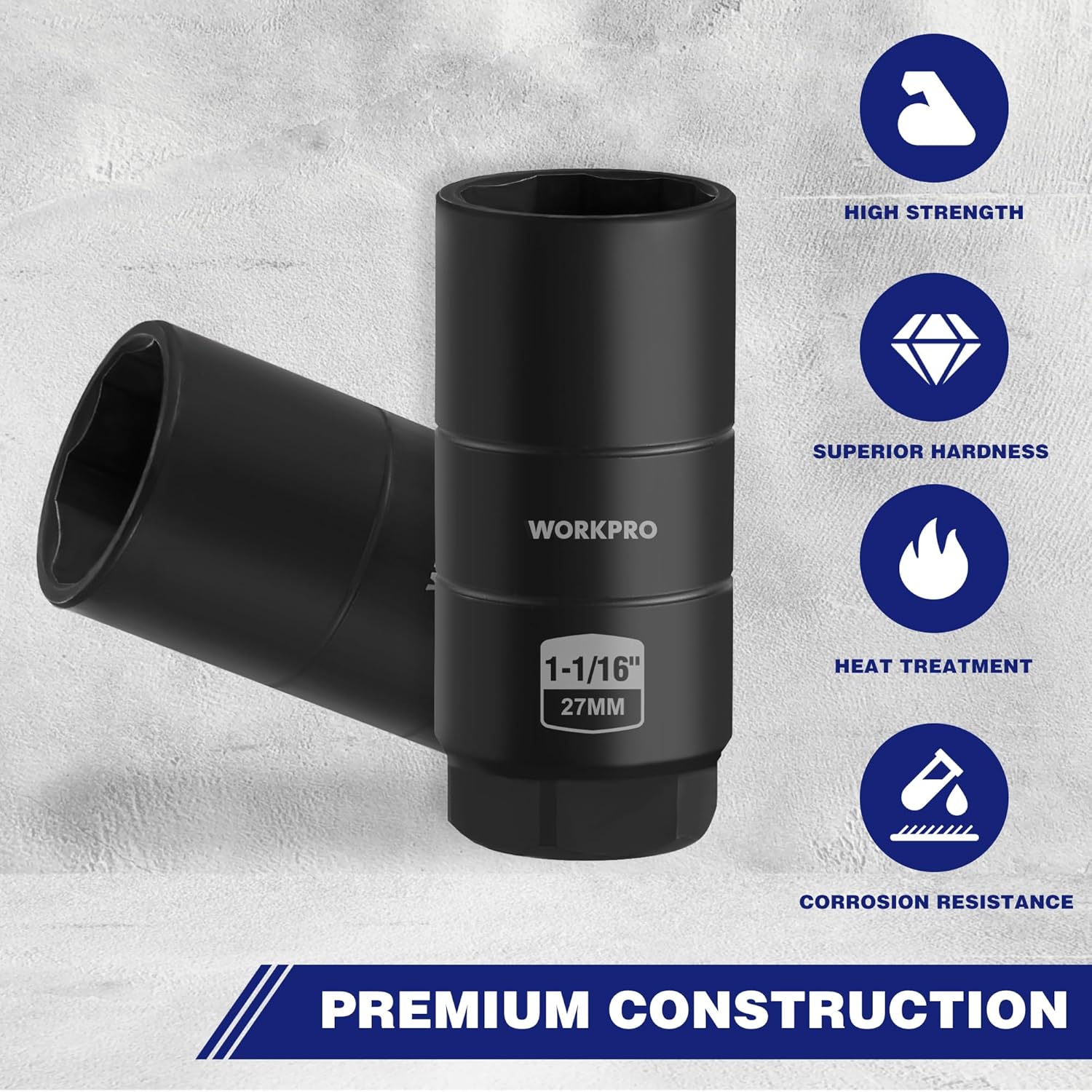WORKPRO oil pressure sensor socket, black, reinforced construction with heat treatment