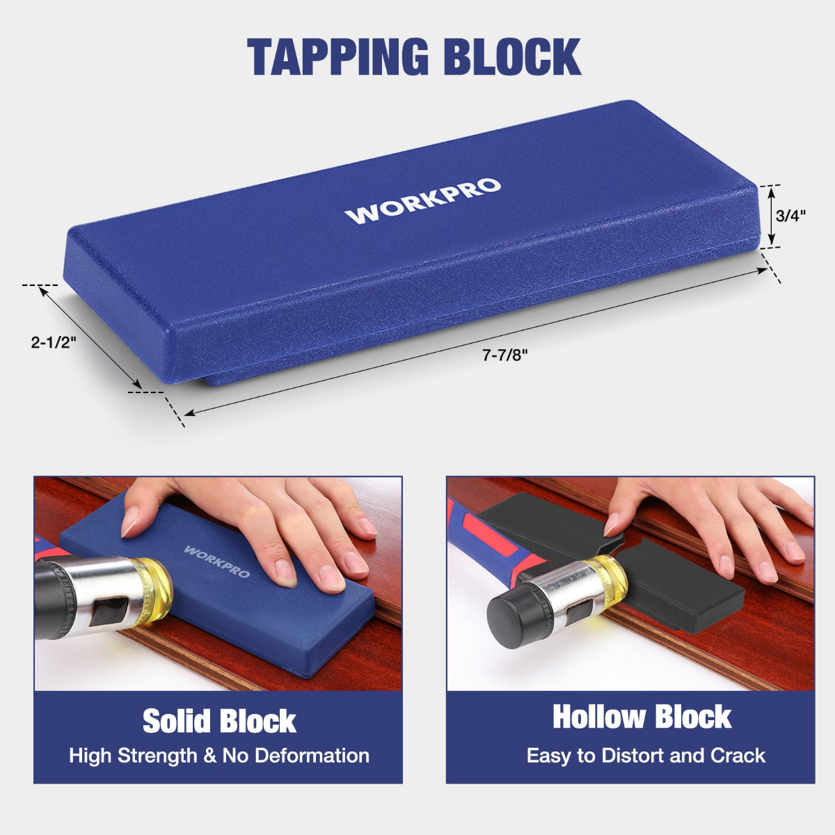 Blue tapping block for laminate flooring, solid no-deformation design