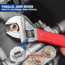WORKPRO Red Adjustable Wrench Set, 6-inch, 8-inch, 10-inch, 12-inch Wide Jaw Wrenches with Metric and SAE Scales, Rubber Grip, Heat-Treated Steel for Home Repairs, Plumbing, and Garage Work