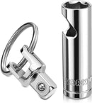 WORKPRO Socket Bottle Opener, 3/8 Inch Drive x 14 mm Socket, Deep Square Drive Socket, CR-V, 6-Point, Portable Detachable Key Ring - for Automotive Repair, House Projects, Machinery Work, Gift for Men