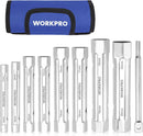 WORKPRO 9-Piece Shower Valve Socket Wrench Set with Bar Handle, for Bathroom Removal of Tub and Shower Valves, Home Plumbing Repairs, Double-Ended, Storage Bag Included