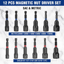WORKPRO 12-Piece Magnetic Nut Driver Set, Premium Impact Power Hex Nut Driver Drill Bit Master Kit, SAE (1/4" to 9/16") and Metric (6-14mm), 1/4" Hex Shank and Quick-Change, Cr-V Steel