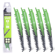 WORKPRO 6 in pruning reciprocating saw blade set, 5TPI, five blades in organizer case