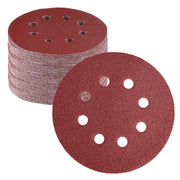 WORKPRO 60-grit sanding discs, burgundy 5-inch hook-and-loop, 8-hole, stacked