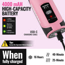 WORKPRO 7.2V Cordless Mini Heat Gun for DIY Crafts, 4000mAh Hot Air Gun, 1.5s Fast Heating, 3 Temp Settings (Cool/572°F/842°F), USB-C Rechargeable - Pink Ribbon