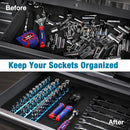 WORKPRO Magnetic Socket Organizer, 1/2-Inch Drive Aluminum Alloy Socket Rail, Heavy Duty Socket Holder, Socket Rack Kit 1/2-Inch x 10 Clips Sky Blue (Socket not Included)
