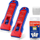 WORKPRO 2-Pack Retractable Razor Blade Scraper with 62 Blades, Built-in Storage Cleaning Scraper Tool for Paint Stickers Adhesive Glass Ceramic Wood