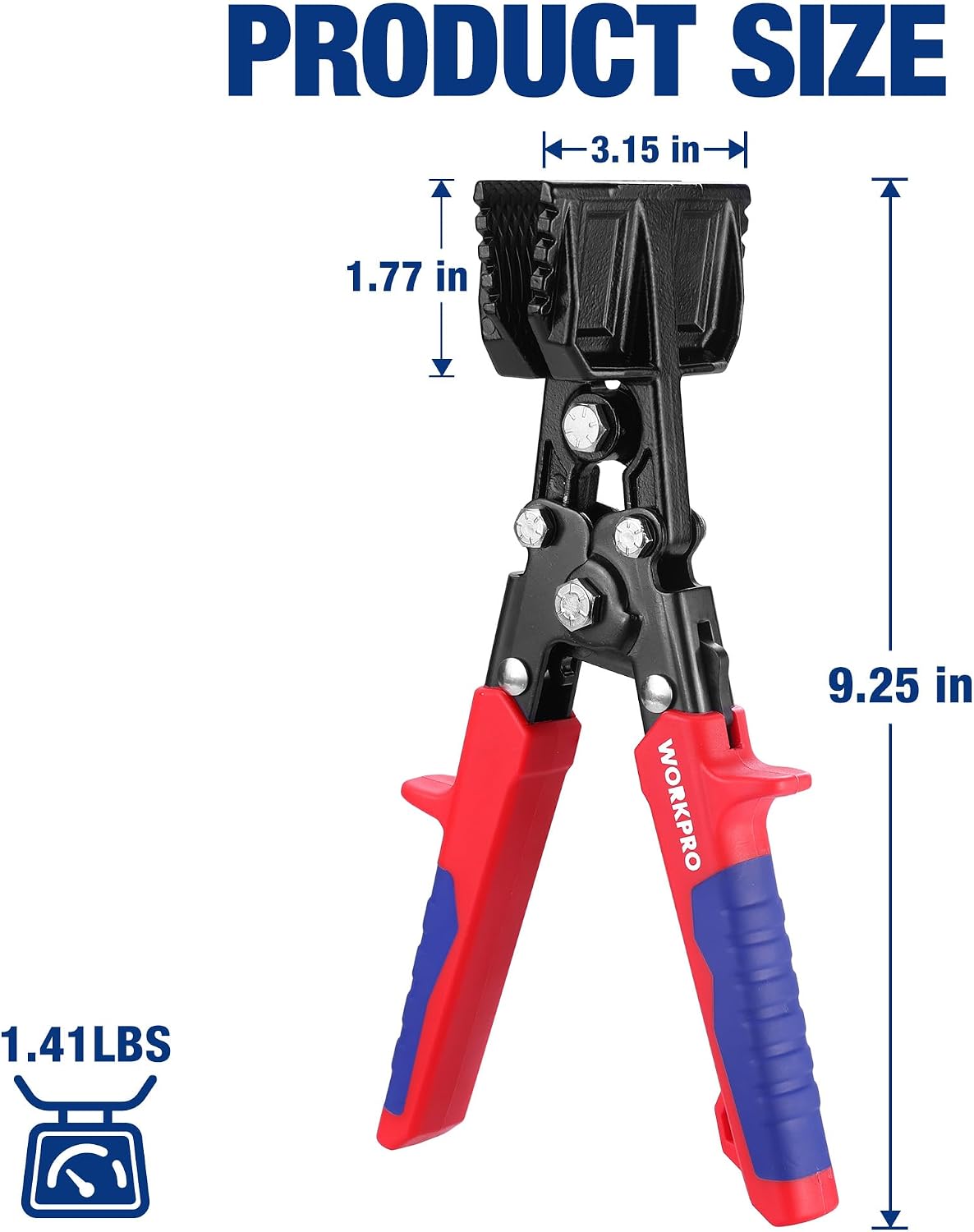WORKPRO Hand Seamer Tool, 3-Inch Sheet Metal Bender, Heavy-Duty Steel Sheet Metal Brake Pliers for Bending, Seaming, Flattening with Ergonomic Handle and Smooth Jaw