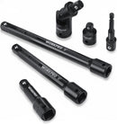 WORKPRO 6-Piece 1/2" Drive Impact Socket Extension Set, Includes 3", 6", 8" Extension Bars, Universal Joint and Socket Adapter, Premium CR-V Steel with Black Phosphate Finish