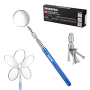 2-in-1 inspection mirror and magnetic pickup tool set with round mirror and blue handle