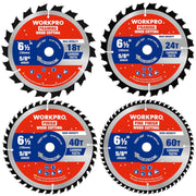 4-pack 6-1/2 in circular saw blades, carbide tipped, 18T 24T 40T 60T ATB