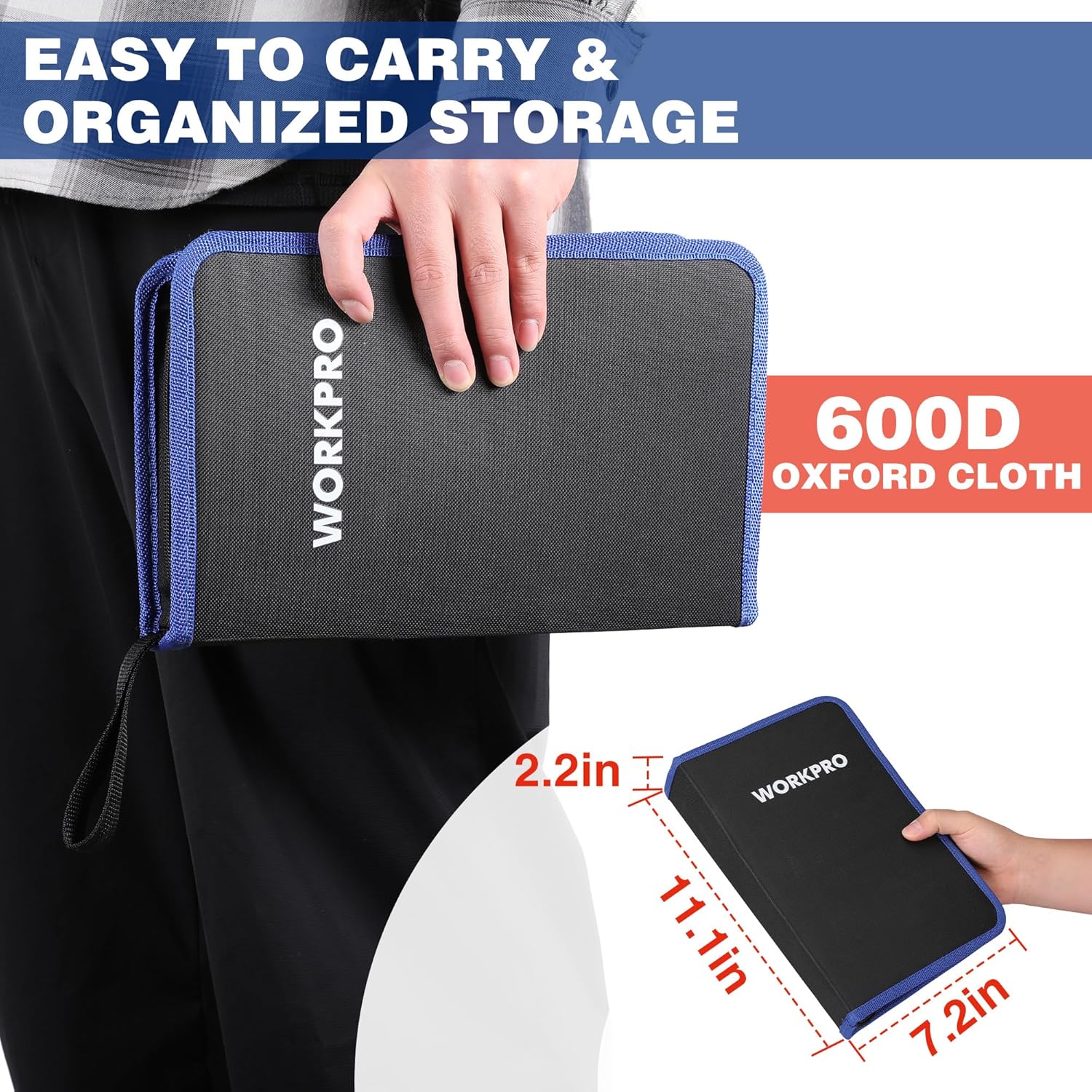 WORKPRO hose clamp pliers storage case in blue Oxford cloth with zip pouch