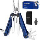 WORKPRO Gift for Men & Father, 24-in-1 Mutitool, Stainless Steel Multitool Pliers with Pocket Knife and Screwdrivers, EDC Self-locking Multi Tool with Sheath, Belt Clip for Outdoor Activities, Blue