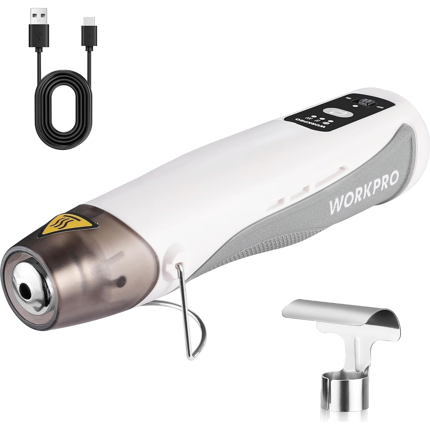 WORKPRO 7.2V Mini Cordless Heat Gun, 680℉ Hot Air Gun with Reflector Nozzle, 3 Temp Settings - Cool Air, 302℉/680℉, Fully Ceramic Heating Core for Halloween Crafts & DIY Embossing