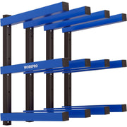 WORKPRO 4PC 3-Tier Wall Mount Lumber Storage Rack | Q195 Steel, 265 Lbs Total, 100 Lbs/Tier. Hardware Included. Fits Garages, Basements, Sheds, Workshops