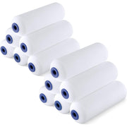 Pack of mini foam paint roller sleeves, white foam with blue cores, ready for use