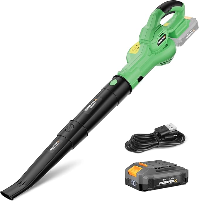 WORKPROX 20V Cordless Electric Leaf Blower with Type-C Charging, 138MPH 170CFM High Speed